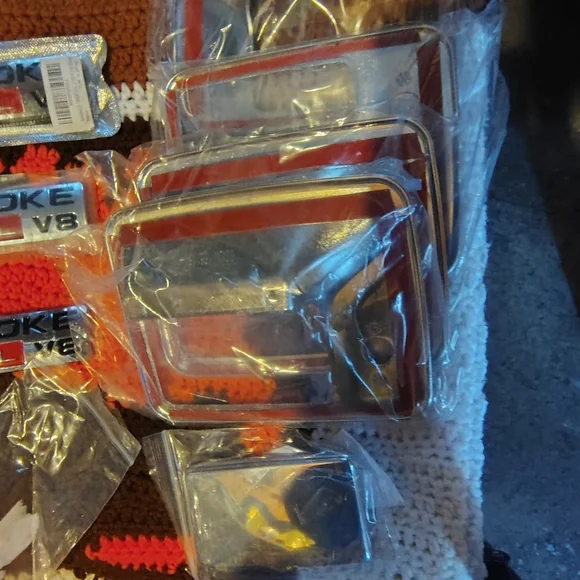 Turbo Diesel V8 Emblem Set - Red and Silver